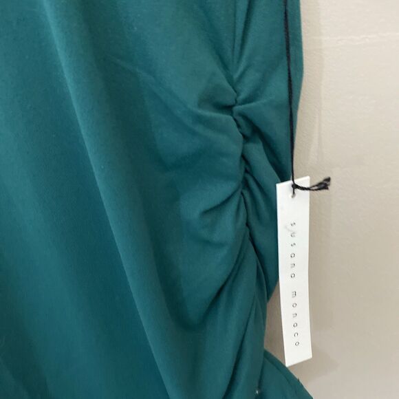 Susana Monaco Bodycon Shirt Dress Ruched Sides and Sleeves Pullover Small green - Picture 2 of 4